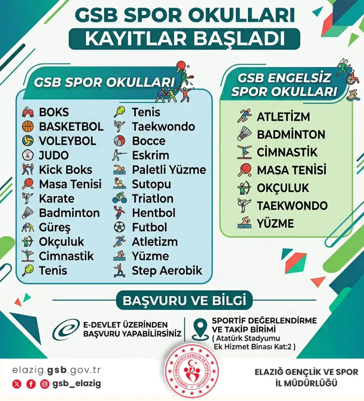 Gençlik ve Spor Bakanlığı tarafından düzenlenen GSB Spor Okulları ve