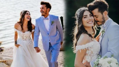 Ünlü oyuncu Deniz Baysal, 2019 yılında Çeşme'de dünyaevine girdiği müzisyen