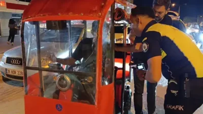 Bursa'nın İnegöl ilçesinde polis denetiminde alkolmetreyi üflemeyi reddeden, ehliyetsiz ve