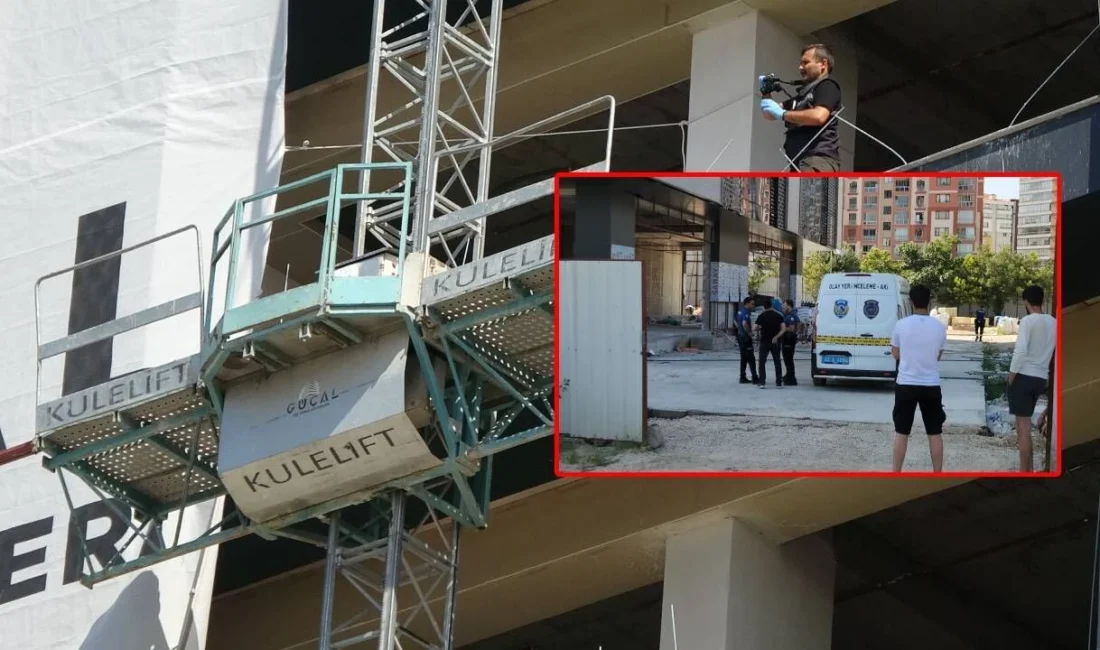 Konya'da yapımı devam eden bir plazanın dış cephe kaplamasını yapan