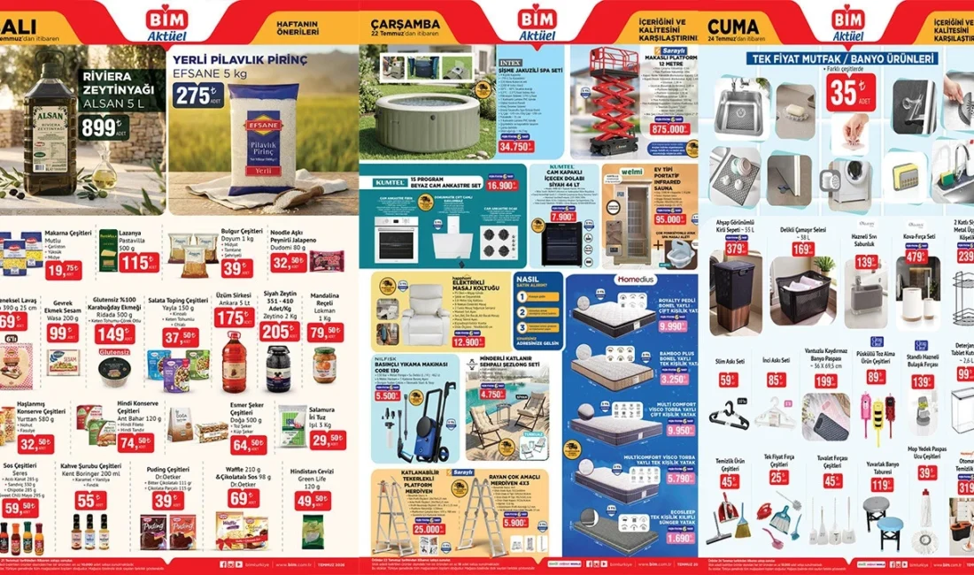 BİM marketin 21-22-24 Temmuz günlerine özel hazırladığı aktüel ürünler listelendi.
