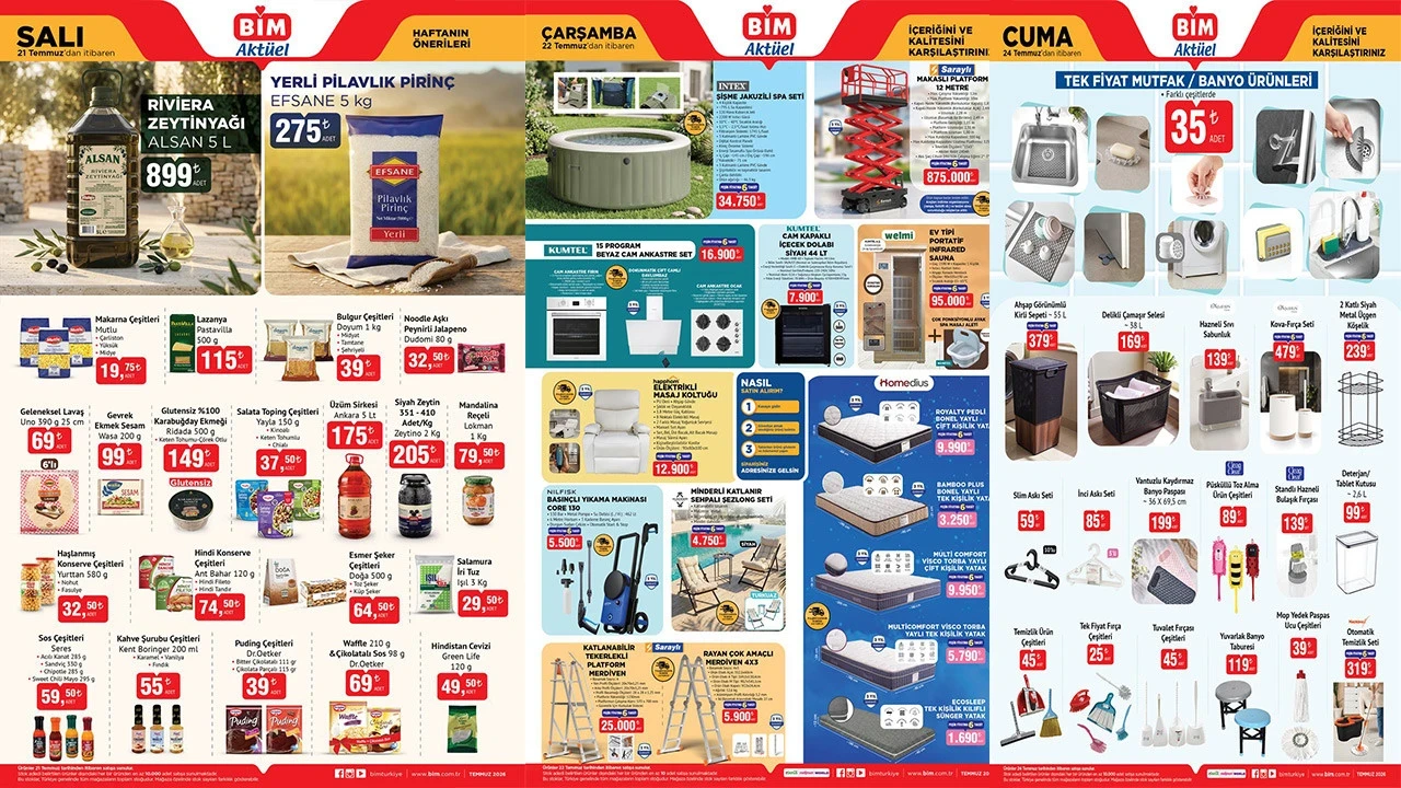 BİM marketin 21-22-24 Temmuz günlerine özel hazırladığı aktüel ürünler listelendi.
