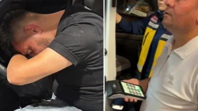 Aksaray’da 2,33 promil alkollü sürücü akaryakıt istasyonunda direksiyonda sızdı. Pompacının