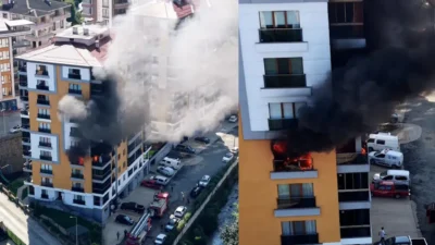 Rize'nin Ardeşen ilçesinde 10 katlı apartmanın 4'üncü katında yangın çıktı.