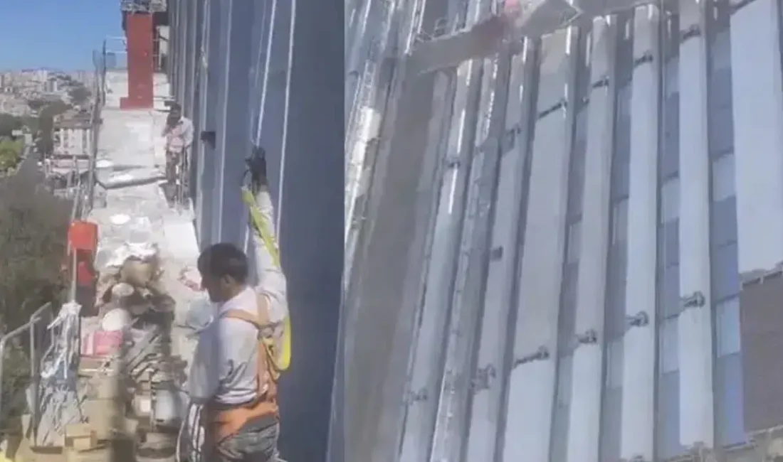Kağıthane'de bir inşaatın 10'uncu katında dış cephe çalışmalarında çökme meydana