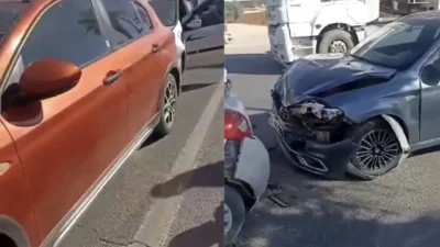 Mardin'in Kızıltepe ilçesinde sürücülerinin direksiyon hakimiyetini kaybettiği 3 otomobilin çarpışması