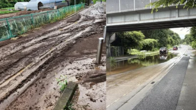 Japonya'nın Chiba eyaletinde etkisini gösteren kuvvetli sağanağın yol açtığı sel