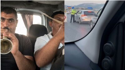 Kahramanmaraş’ta trafik uygulamasına denk gelen davul zurna ekibi, polisi görünce