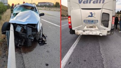 Kırıkkale'de otomobilin yolcu otobüsüne çarptığı kazada 1 kişi hayatını kaybetti.